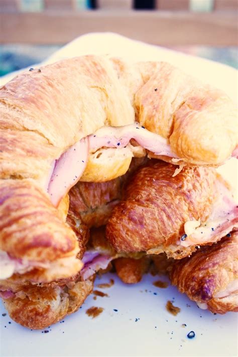 Baked Ham And Swiss Croissants With Honey Mustard Sauce