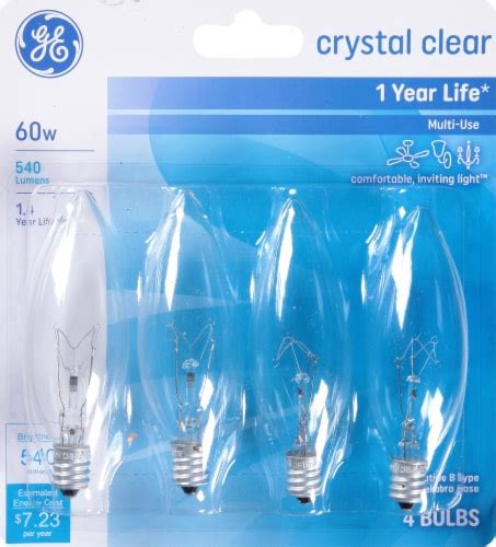 Ge 60 Watt Decorative B Type Candelabra Base Light Bulbs 4 Pk Ralphs