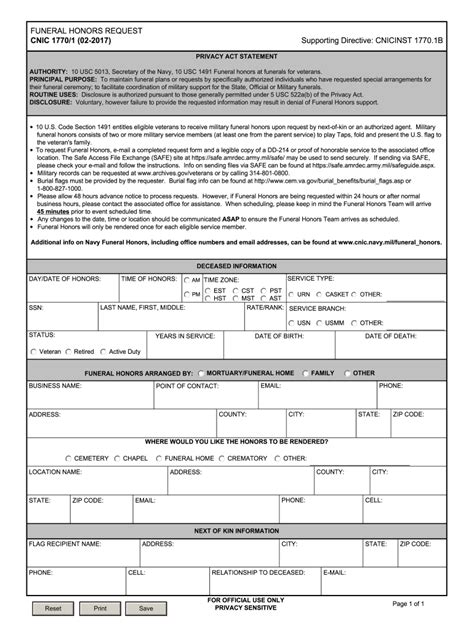 Form Funeral Honors Request Fill Online Printable Fillable Blank