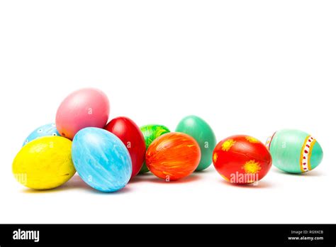 Easter Background With Handmade Colored Eggs Festive Tradition On