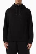 Buy Emporio Armani Black Logo Hoodie in French Cotton Terry for MEN in ...