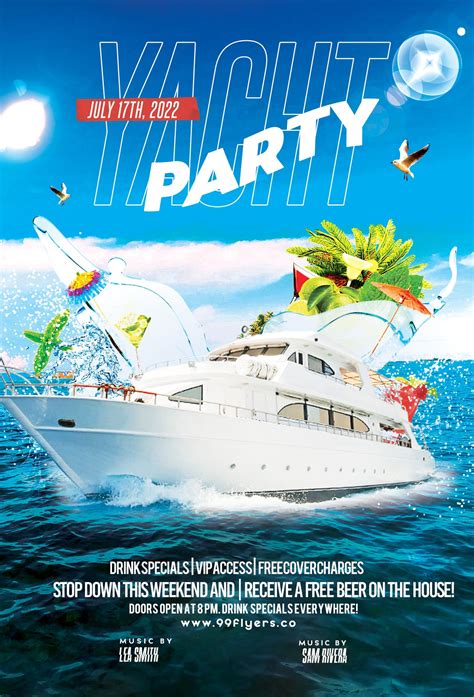 Yacht Party Flyer Free PSD Template - 99Flyers | Yacht party, Party