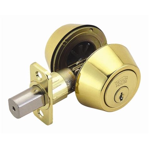Design House Double Cylinder Polished Brass Deadbolt With Universal 6