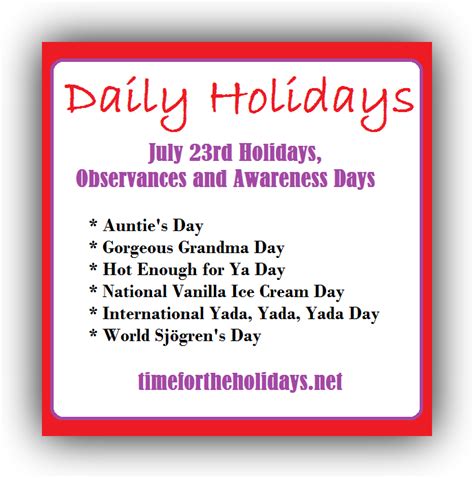 July 23rd Holidays Observances And Awareness Days Time For The Holidays