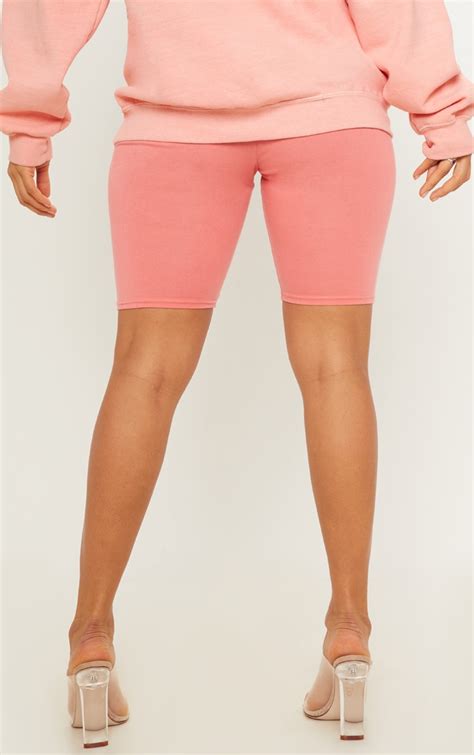 coral cotton stretch bike shorts shorts prettylittlething usa