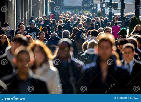 Crowd Of People Walking On Street Sidewalk Editorial Stock Image
