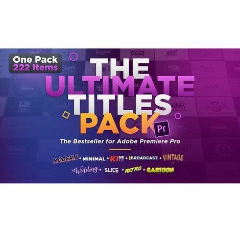 Adobe premiere pro is used by both new and seasoned editors. VideoHive The Ultimate Titles Pack for Adobe Premiere Pro ...