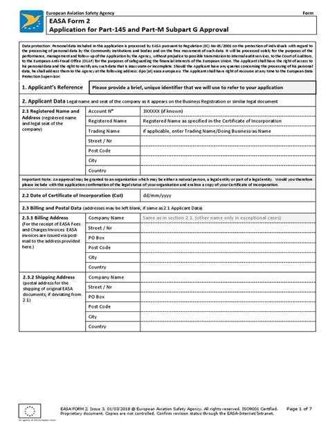 Easa Form 2 Application For Part 145 And Part M Subpart G Approval