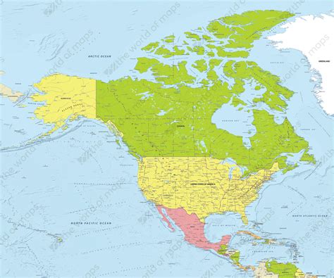 Digital Map North America Political 624 The World Of