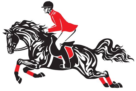 Horse Jumping Black Red Jump Jumping Black White Vector Jump Jumping