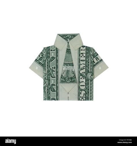 Money Origami Shirt Folded With Real One Dollar Bill Isolated On White
