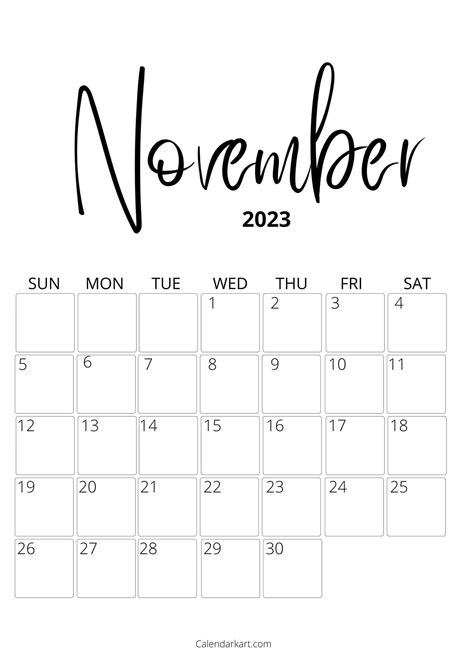 Cute November 2023 Calendar Calendarkart