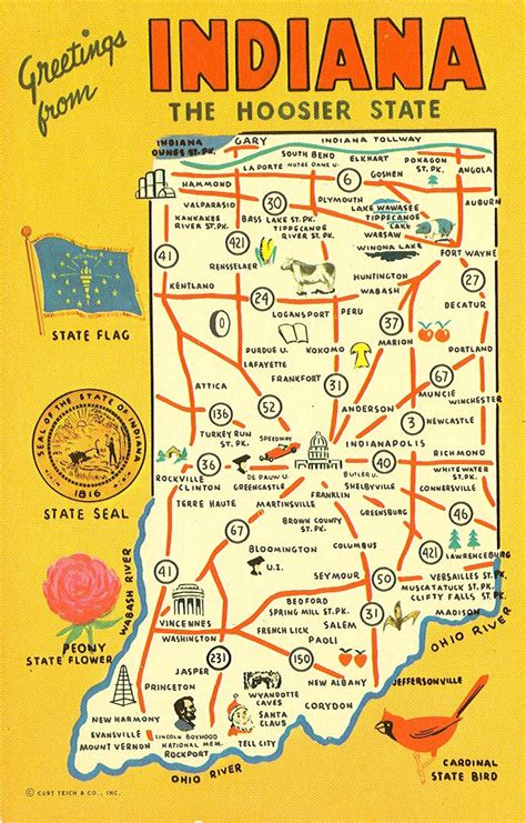Vintage Travel Postcards Indiana