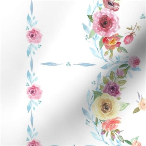 French Country Floral Border Dots Flower Spoonflower
