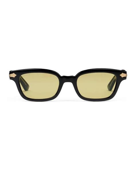 gucci rectangular frame acetate sunglasses in black for men lyst