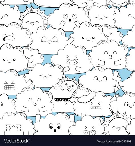 Background With Cute Doodle Clouds Royalty Free Vector Image