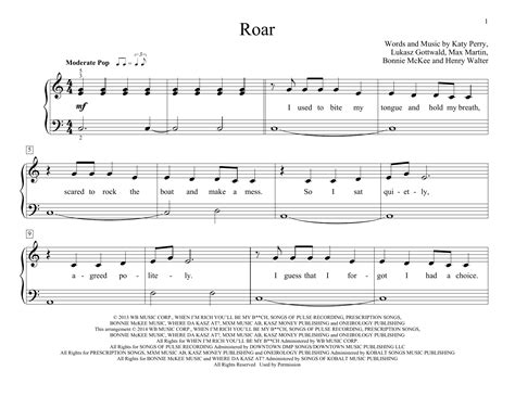Roar Sheet Music By Katy Perry Easy Piano 158007