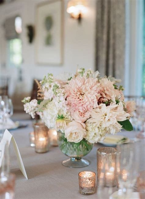 Blush Pink Floral Wedding Centerpieces With Candles Emmalovesweddings