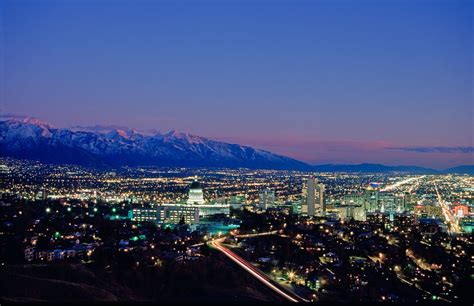 Night Skyline View From Ensign Peak In Salt Lake City Yellowstone National Park