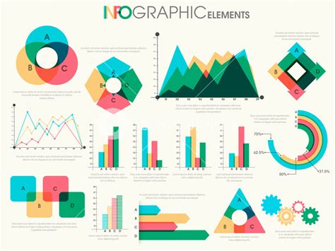 Various Colorful Business Infographic Elements Including Statistical