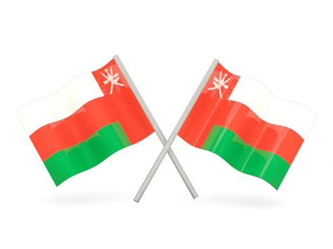 Two Wavy Flags Illustration Of Flag Of Oman