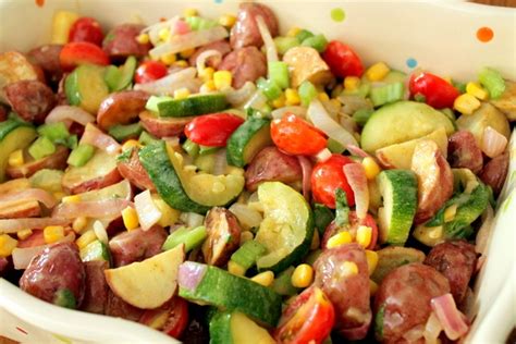 Chop them up and simmer them in water until tender. Healthy Roasted Potato and Vegetable Salad