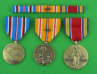 WWII American Asiatic Pacific Campaign Stars Victory Medals Ribbon Bar WW EBay