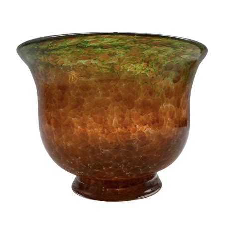 Ds Monart Glass Vase With In Mottled Greens And Oranges With Aventurine Inclusions Possibly