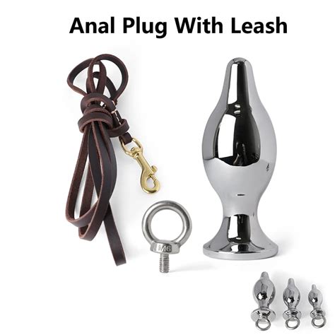 Bdsm Stainless Steel Anal Plug With Leash Lock Expanding Asslock Butt