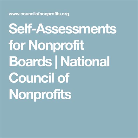 Self Assessments For Nonprofit Boards National Council Of Nonprofits