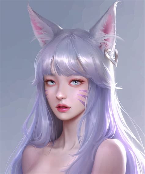 League Of Legends Face Video Game Purple Eyes White Hair Animal