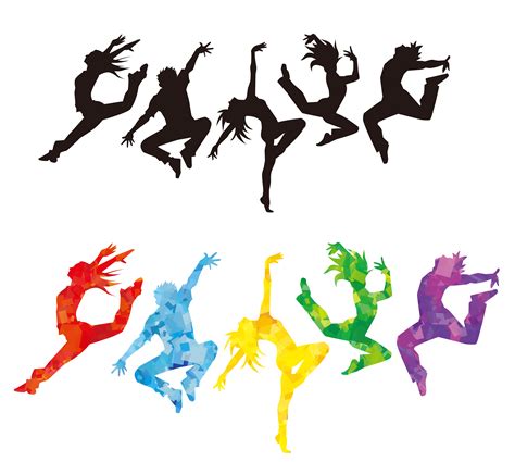 Ballet Dancer Silhouette Vector Colorful Hand Painted Dancers Png