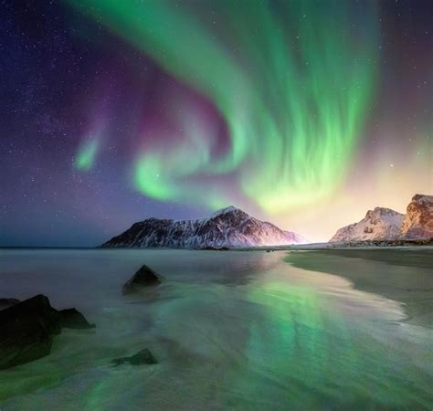 Premium Photo Sky Background With Northern Lights Aurora Borealis On