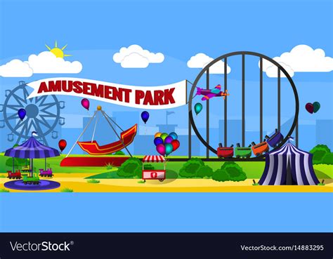 Amusement Park Landscape Royalty Free Vector Image