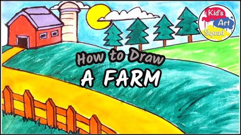 Lets Draw A Farm Drawing For Kids Kids Art Squad Youtube