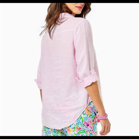 Lilly Pulitzer Tops Nwt Lilly Pulitzer Sea View Linen Button Down Poshmark