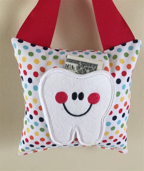 Tooth Fairy Pillow Rainbow Polka Dot With Red Ribbon Kids Etsy