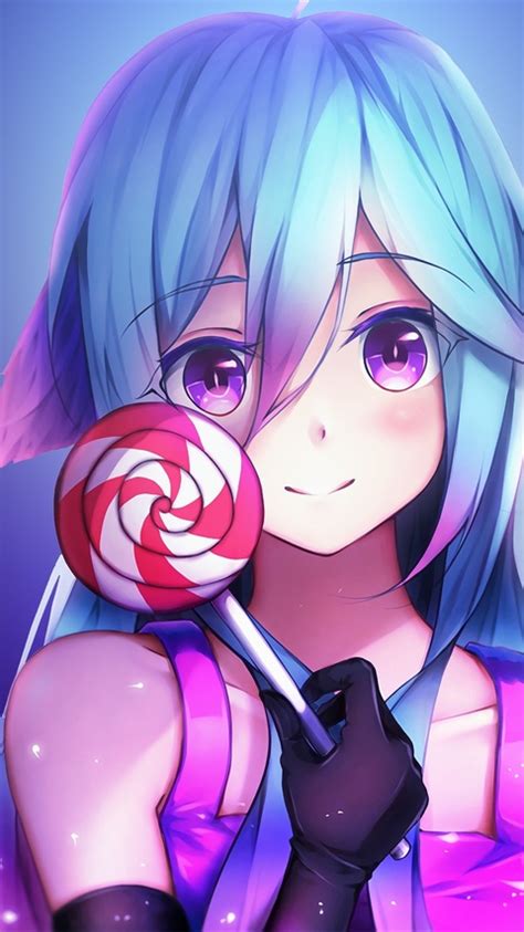 480x854 Anime Girl Cute Rainbows And Lolipop Android One