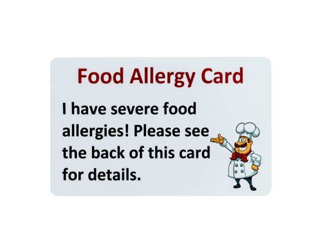 Food Allergy Card Chef Card Allergies Write On Emergency Card 3 Pack