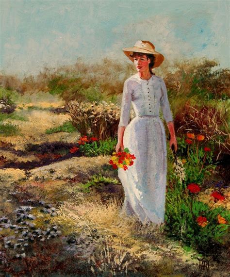 Yary Dluhos Landscape Flowers Woman Figure Original Impressionism Oil