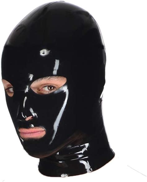 exlatex latex hood black sm mask with eyes mouth and nostril holes rubber hood x