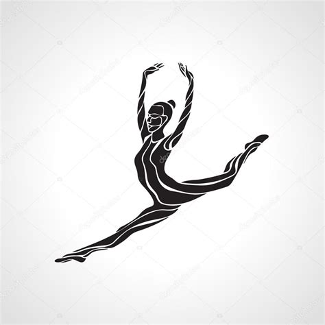 creative silhouette of gymnastic girl art gymnastics dancing woman vector illustration stock