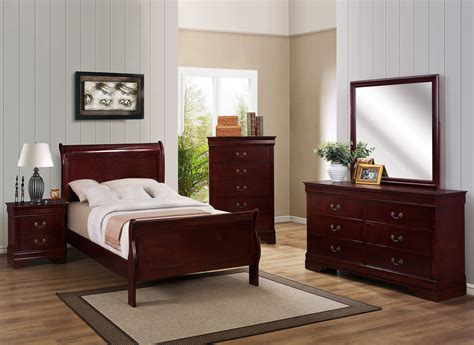 Cherry Twin Sleigh Bedroom Set My Furniture Place