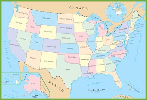 Political Map Of The United States United States Map