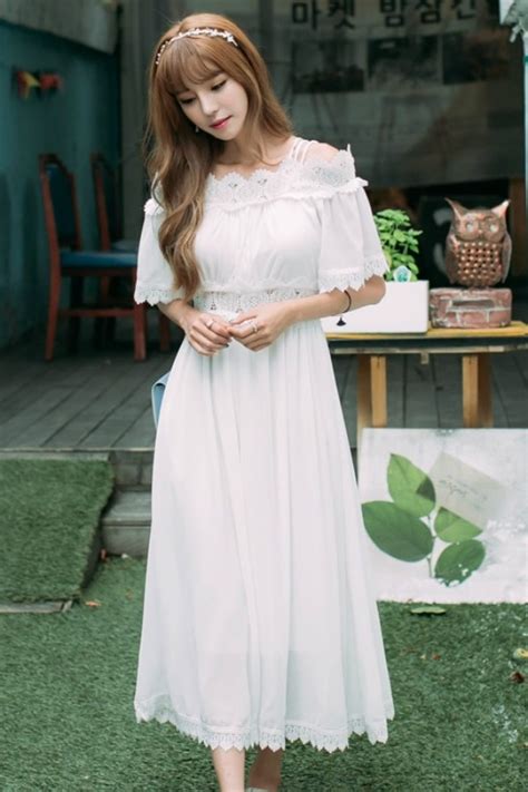 Long Dress Putih Chiffon Import Maxi Dress Korea Style Dress Cantik