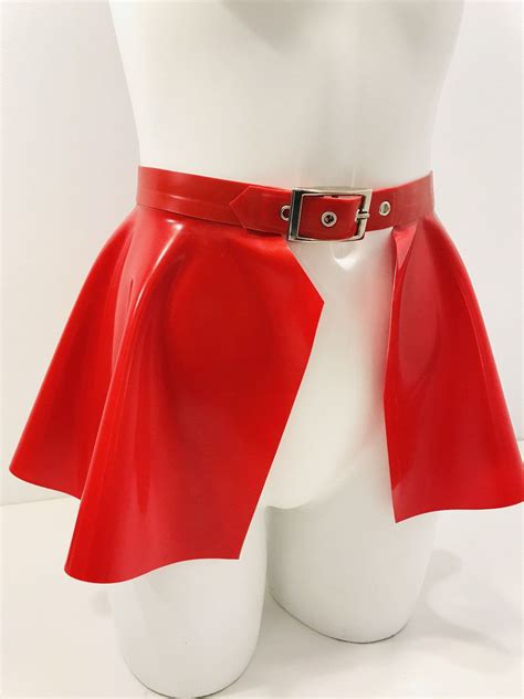 Latex Peplum Belt Image Fetish Fashion Red Fashion Belted Mini