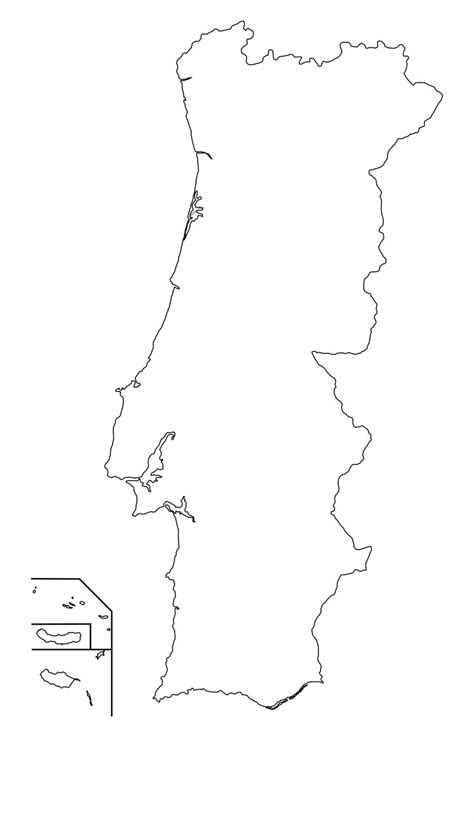 Mapa En Blanco De Portugal Mapa De Contorno Y Mapa Vectorial De Portugal