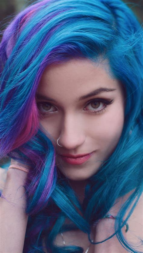 1290x2796px 2k Free Download Suicide Girl Bonito Blue Hair Model