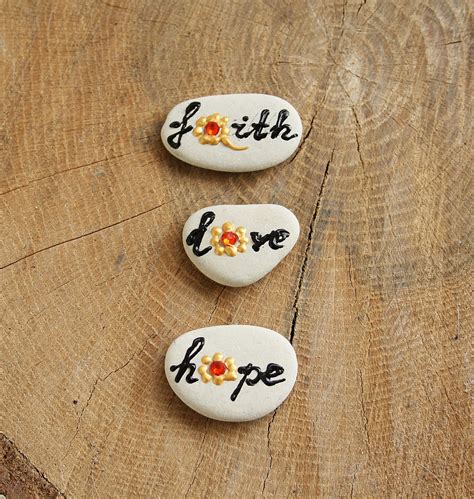 Faith Hope Love Stones Painted Christian Rocks Pocket Etsy