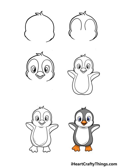 How To Draw A Cartoon Baby Penguin Step By Step